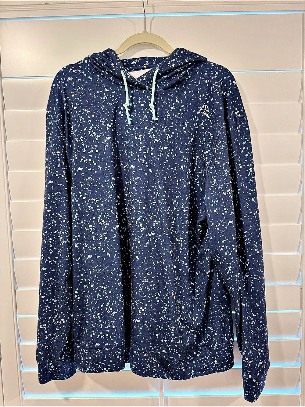 RHOBACK The Bootleg Abstract Speckled Hoodie Blue & Green XL